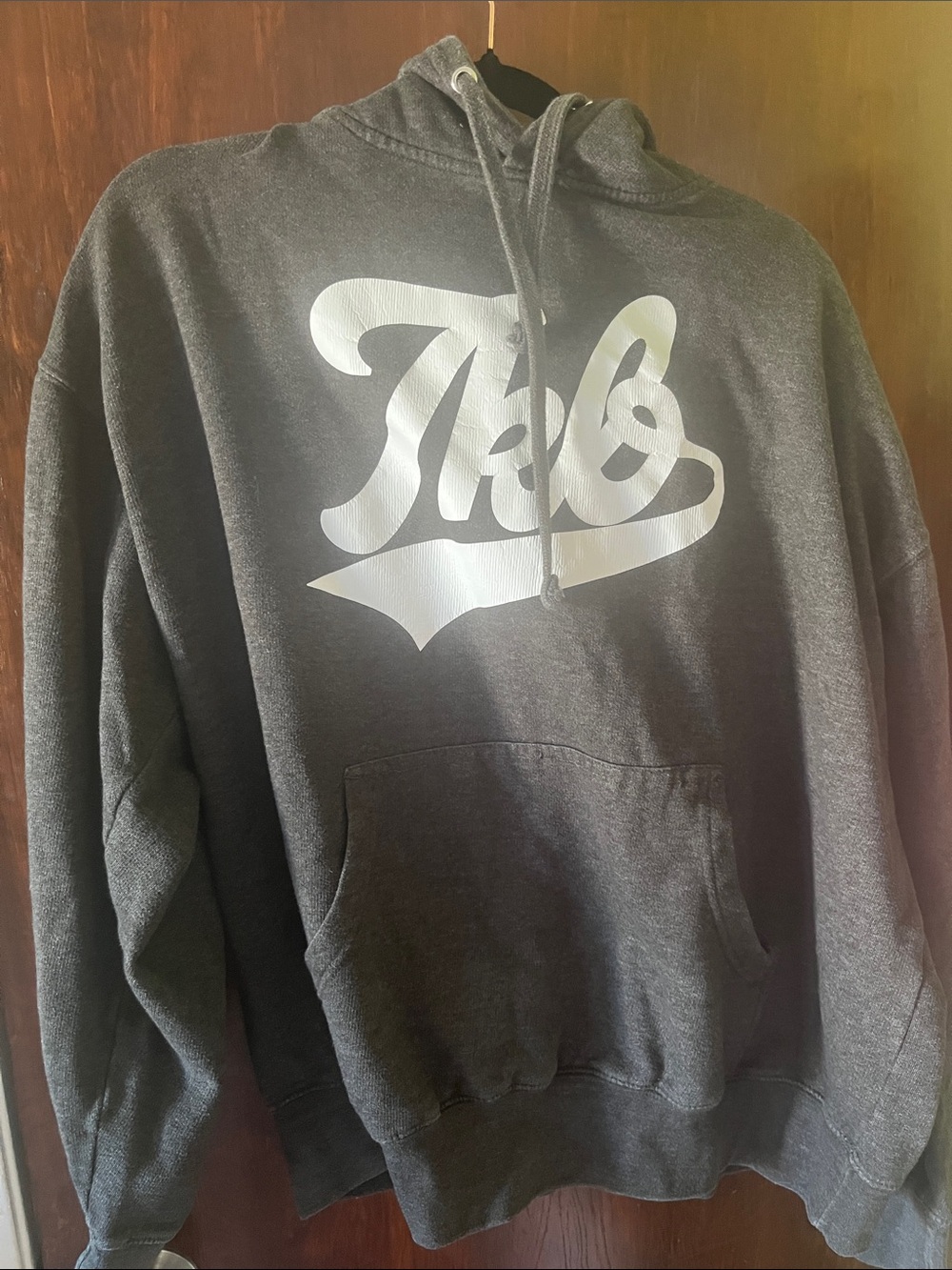 Men's Charcoal Hoodie with White Script Logo